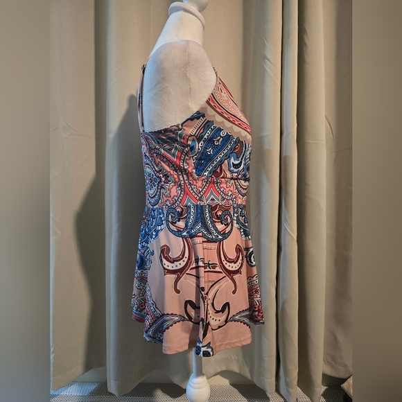 VENUS Paisley Print Strap Top in Peach and Blue - Picture 2 of 7